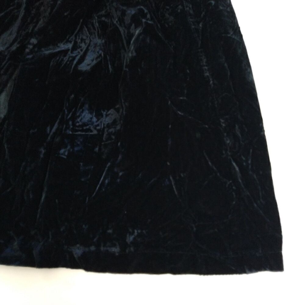 Vintage 90s Black Crushed Velvet Midi Skirt Size S M Gothic Goth Whimsigoth - Picture 2 of 5